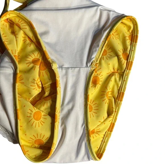 Hanna Andersson Womens Sun Print One Piece Swimsuit Yellow Orange Medium - Picture 5 of 6